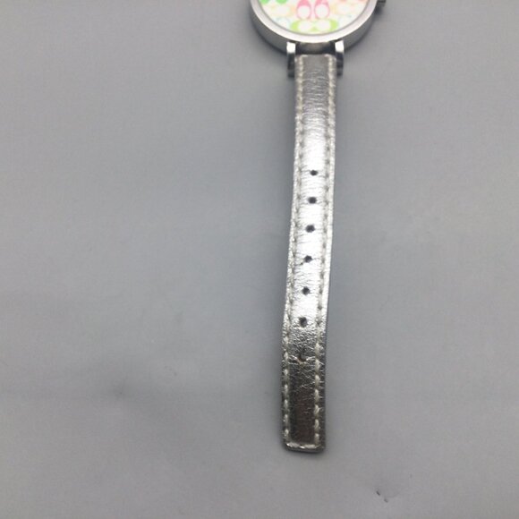 Coach Signature Watch Women 33mm Logo Dial Silver Tone Leather Band New Battery main image 5